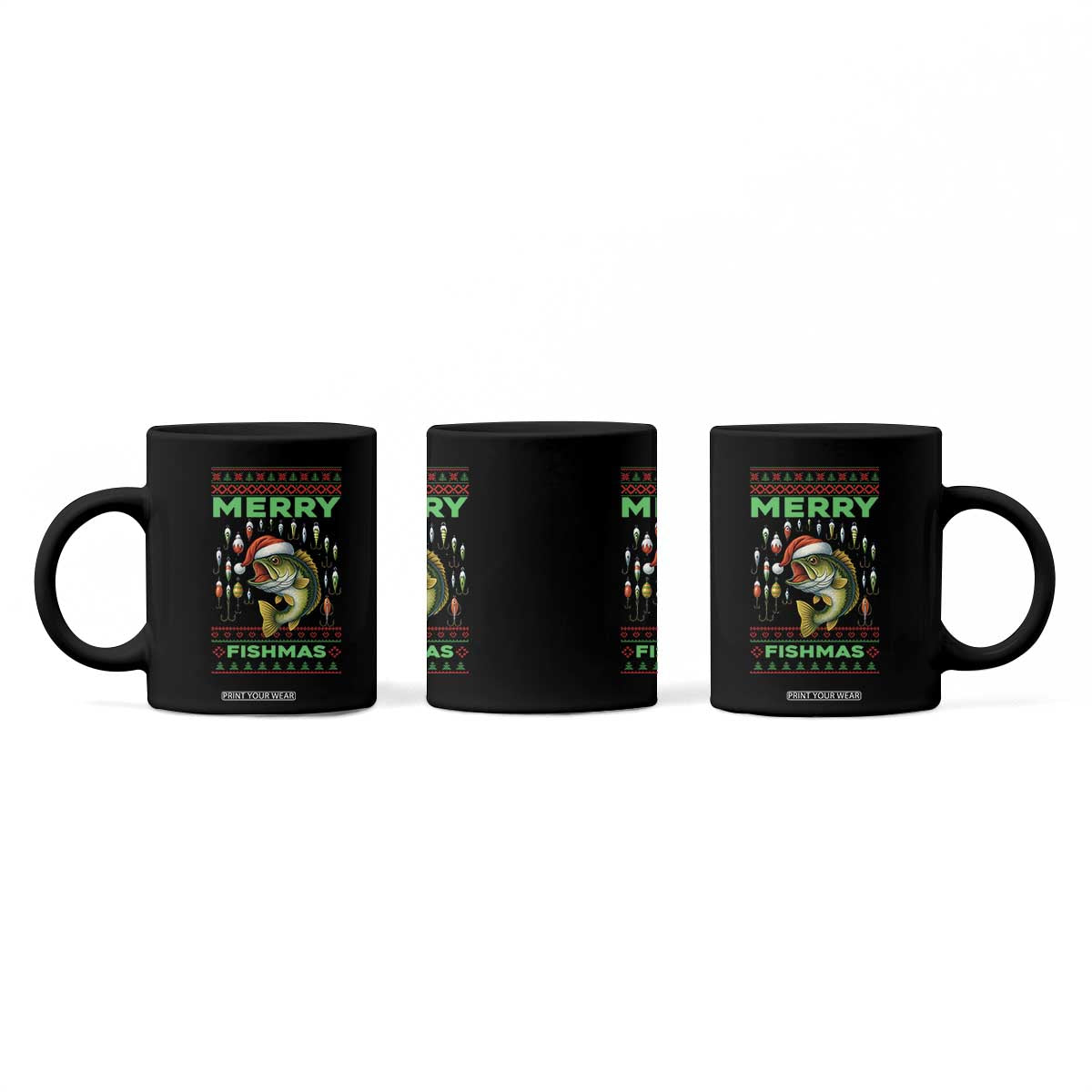Funny Merry Fishmas Ugly Sweater Coffee Mug Fisherman Christmas Gift TS12 Print Your Wear