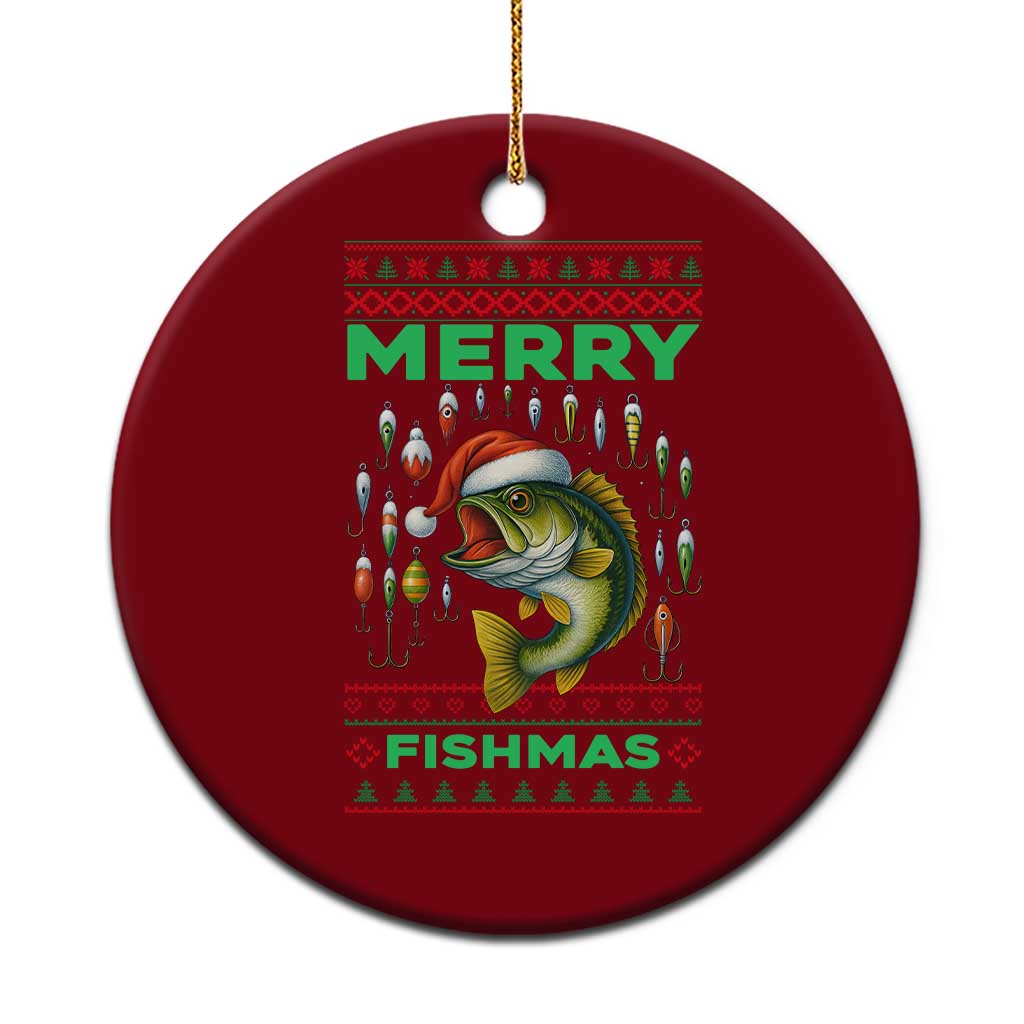 Funny Merry Fishmas Ugly Sweater Ceramic Ornament Fisherman Xmas Gift TS12 1pc Red Print Your Wear