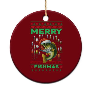 Funny Merry Fishmas Ugly Sweater Ceramic Ornament Fisherman Xmas Gift TS12 1pc Red Print Your Wear