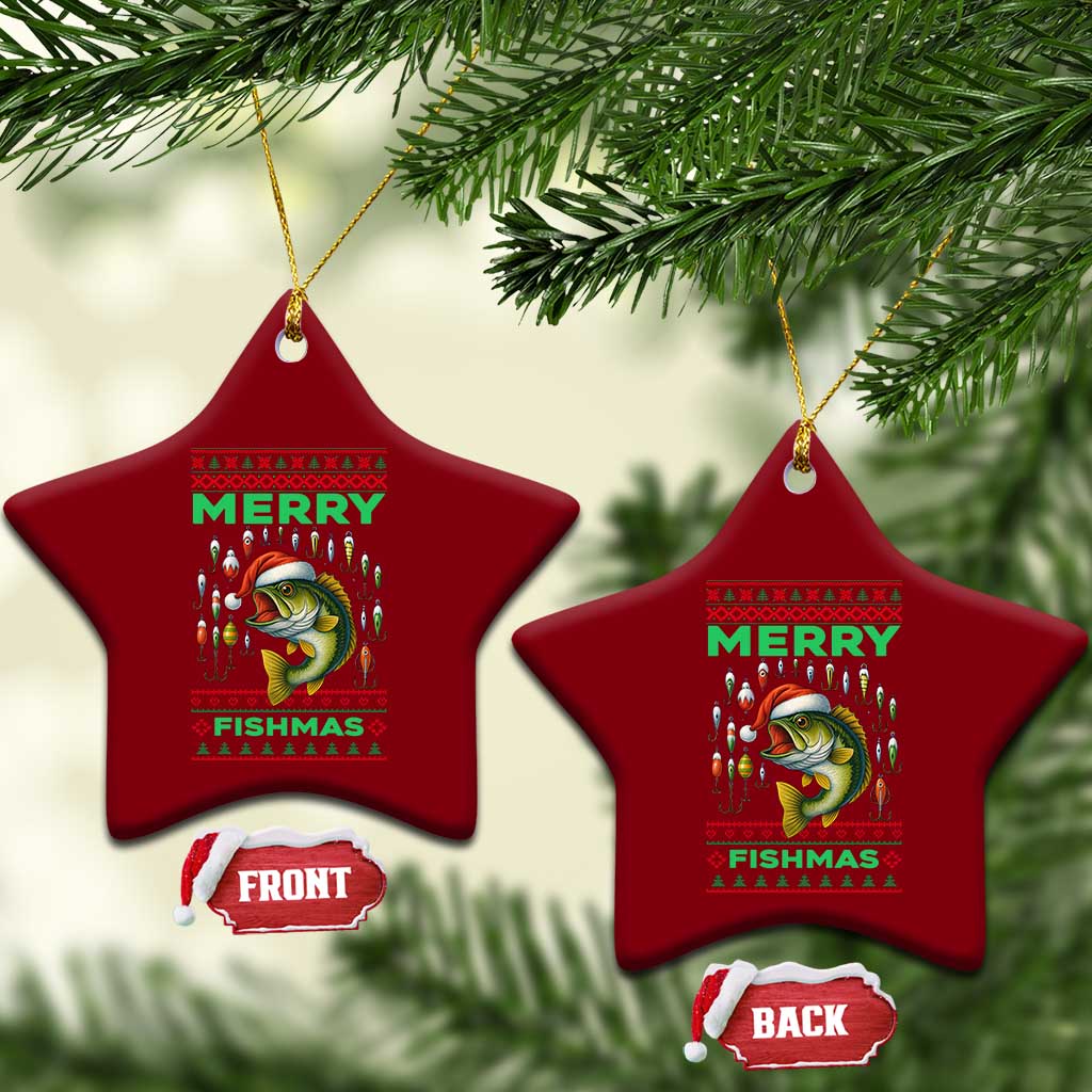 Funny Merry Fishmas Ugly Sweater Ceramic Ornament Fisherman Xmas Gift TS12 Print Your Wear