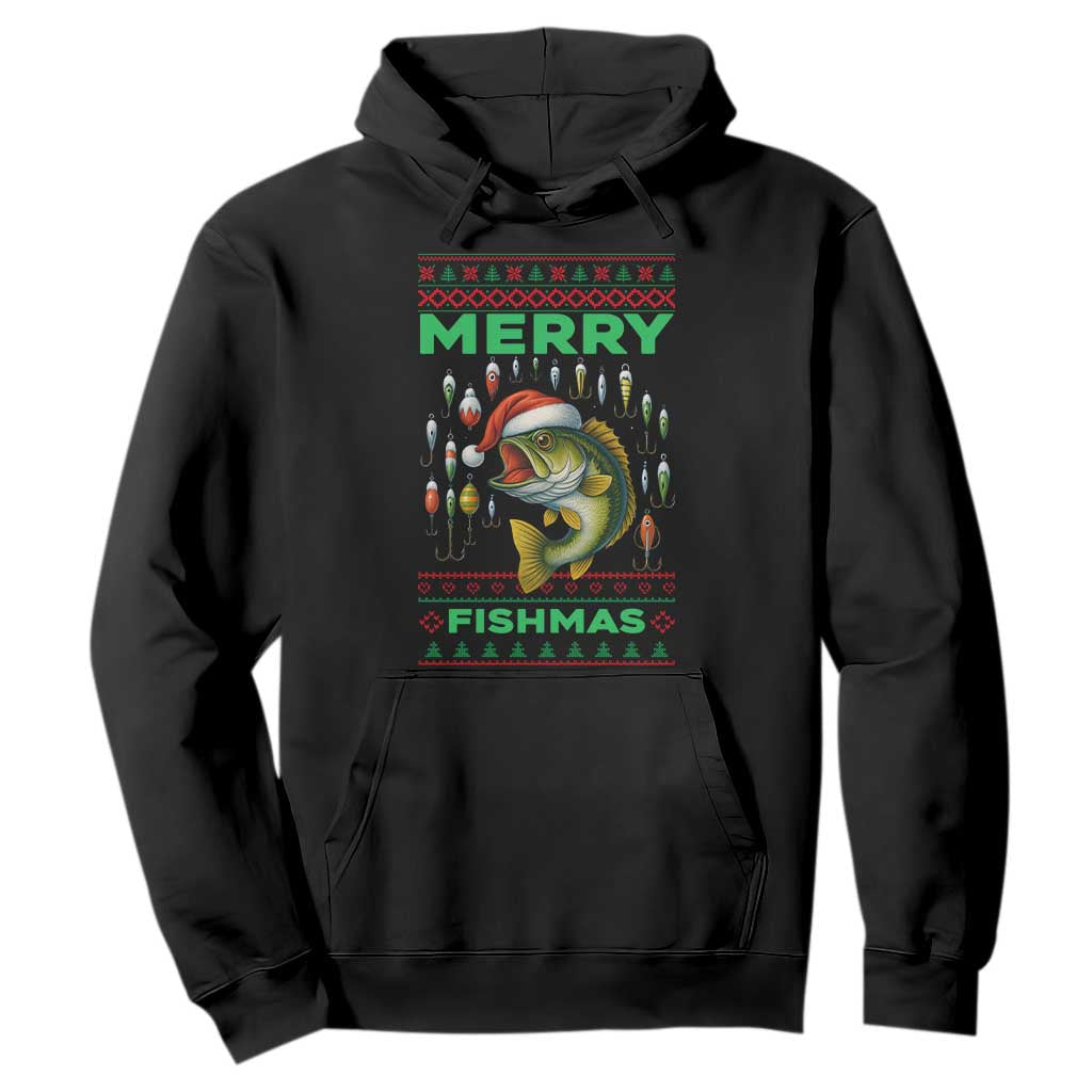 Funny Merry Fishmas Ugly Sweater Hoodie Fisherman Christmas Gift TS12 Black Print Your Wear