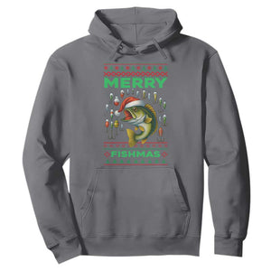 Funny Merry Fishmas Ugly Sweater Hoodie Fisherman Christmas Gift TS12 Charcoal Print Your Wear