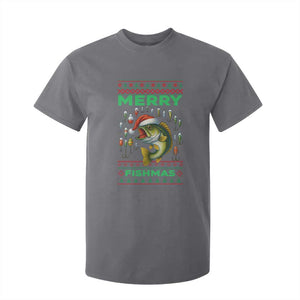 Funny Merry Fishmas Ugly Sweater T Shirt For Kid Fisherman Christmas Gift TS12 Charcoal Print Your Wear