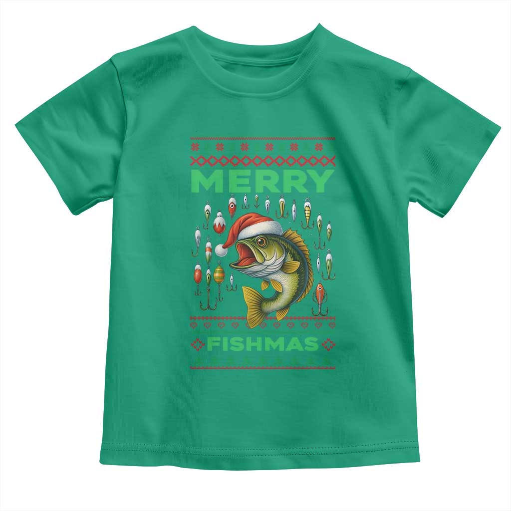 Funny Merry Fishmas Ugly Sweater Toddler T Shirt Fisherman Christmas Gift TS12 Irish Green Print Your Wear