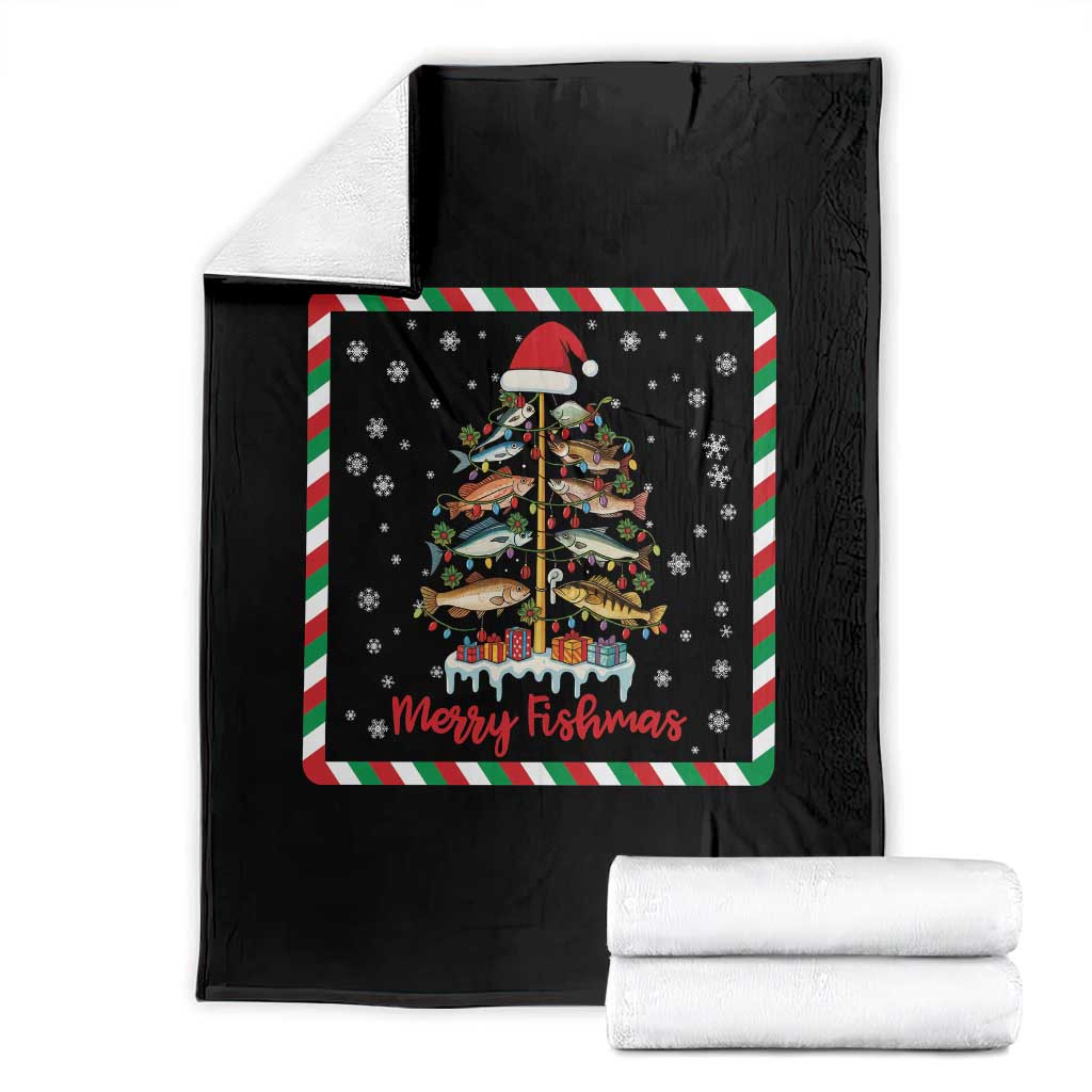 Merry Fishmas Throw Blanket Funny Xmas Fishing Lover Gift TS12 Black Print Your Wear