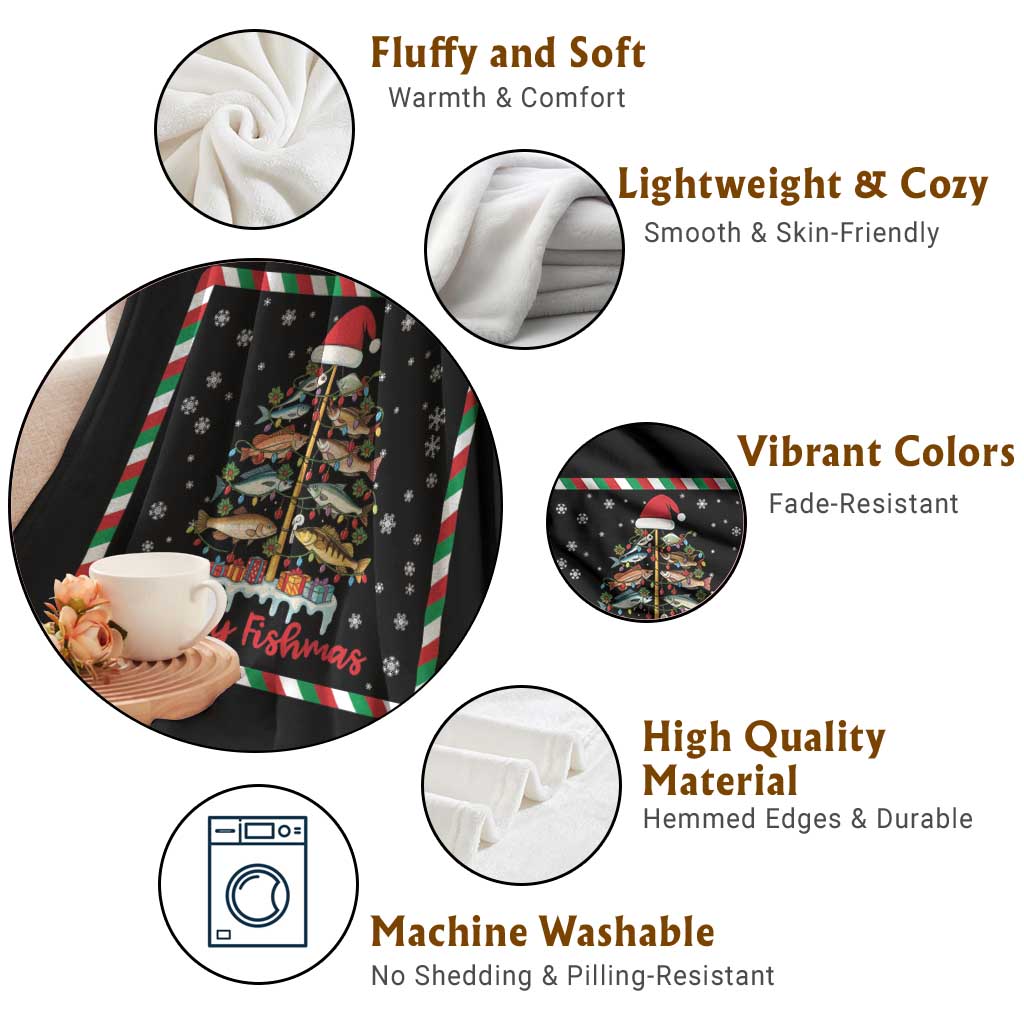 Merry Fishmas Throw Blanket Funny Xmas Fishing Lover Gift TS12 Print Your Wear