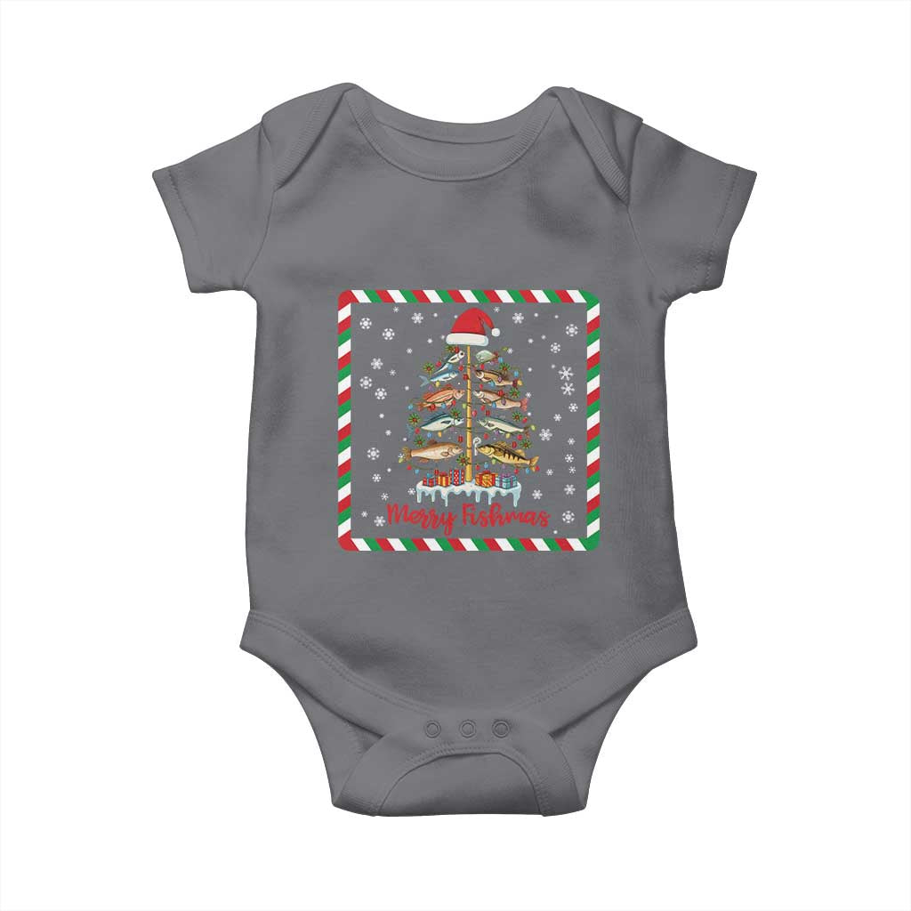 Merry Fishmas Baby Onesie Funny Xmas Fishing Lover Gift TS12 Charcoal Print Your Wear