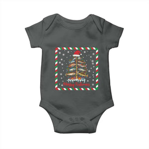 Merry Fishmas Baby Onesie Funny Xmas Fishing Lover Gift TS12 Dark Heather Print Your Wear