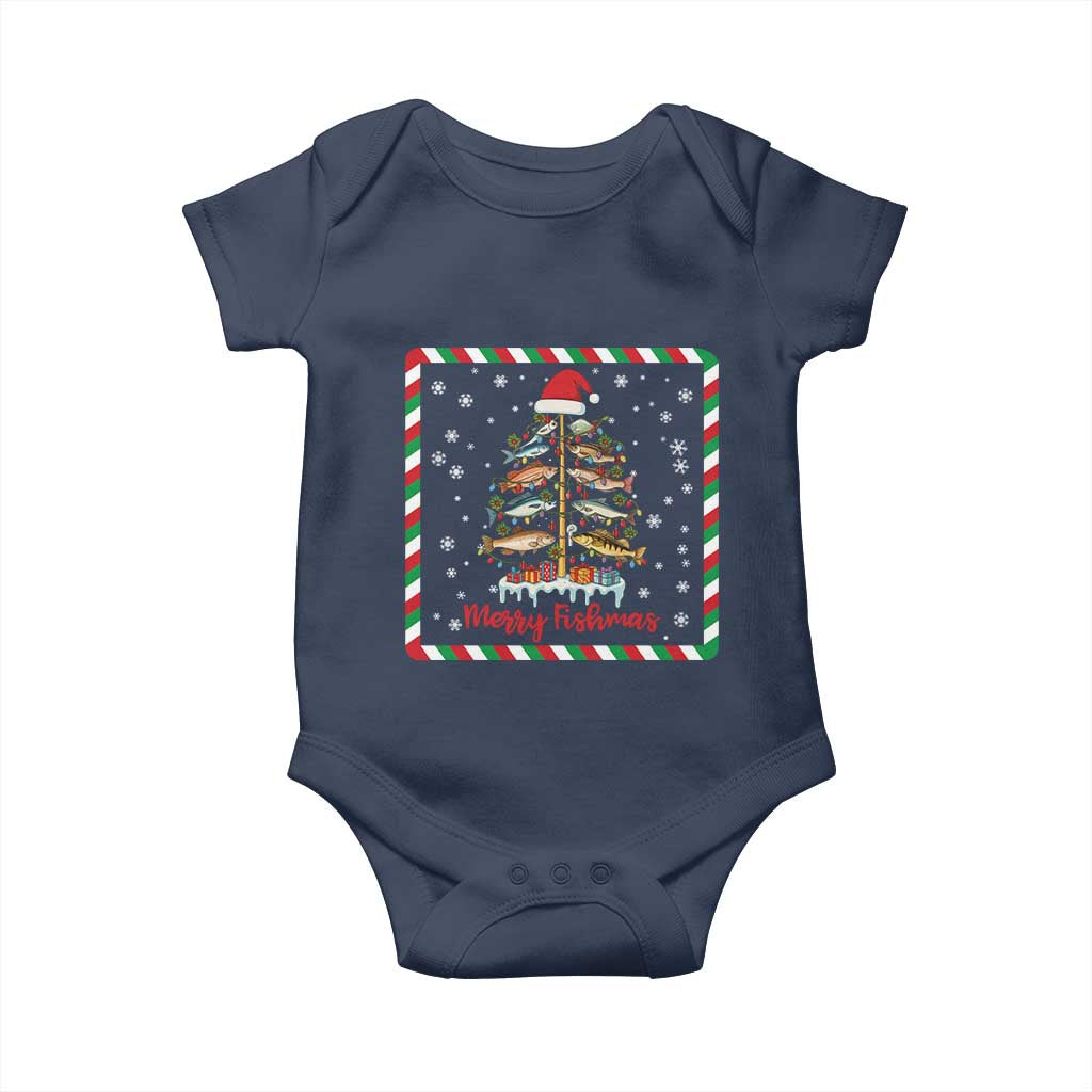 Merry Fishmas Baby Onesie Funny Xmas Fishing Lover Gift TS12 Navy Print Your Wear