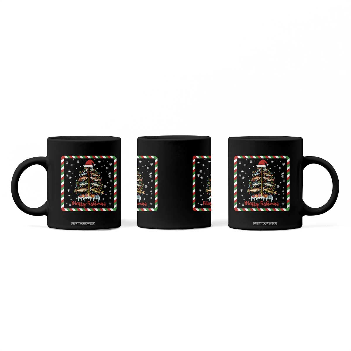 Merry Fishmas Coffee Mug Funny Xmas Fishing Lover Gift TS12 Print Your Wear