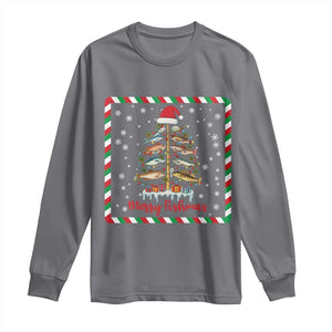 Merry Fishmas Long Sleeve Shirt Funny Xmas Fishing Lover Gift TS12 Charcoal Print Your Wear