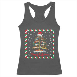 Merry Fishmas Racerback Tank Top Funny Xmas Fishing Lover Gift TS12 Dark Heather Print Your Wear