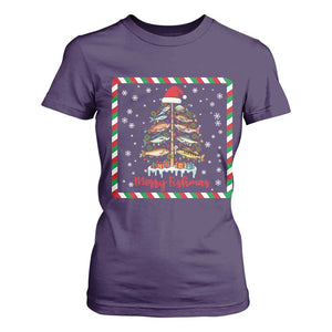 Merry Fishmas T Shirt For Women Funny Xmas Fishing Lover Gift TS12 Purple Print Your Wear