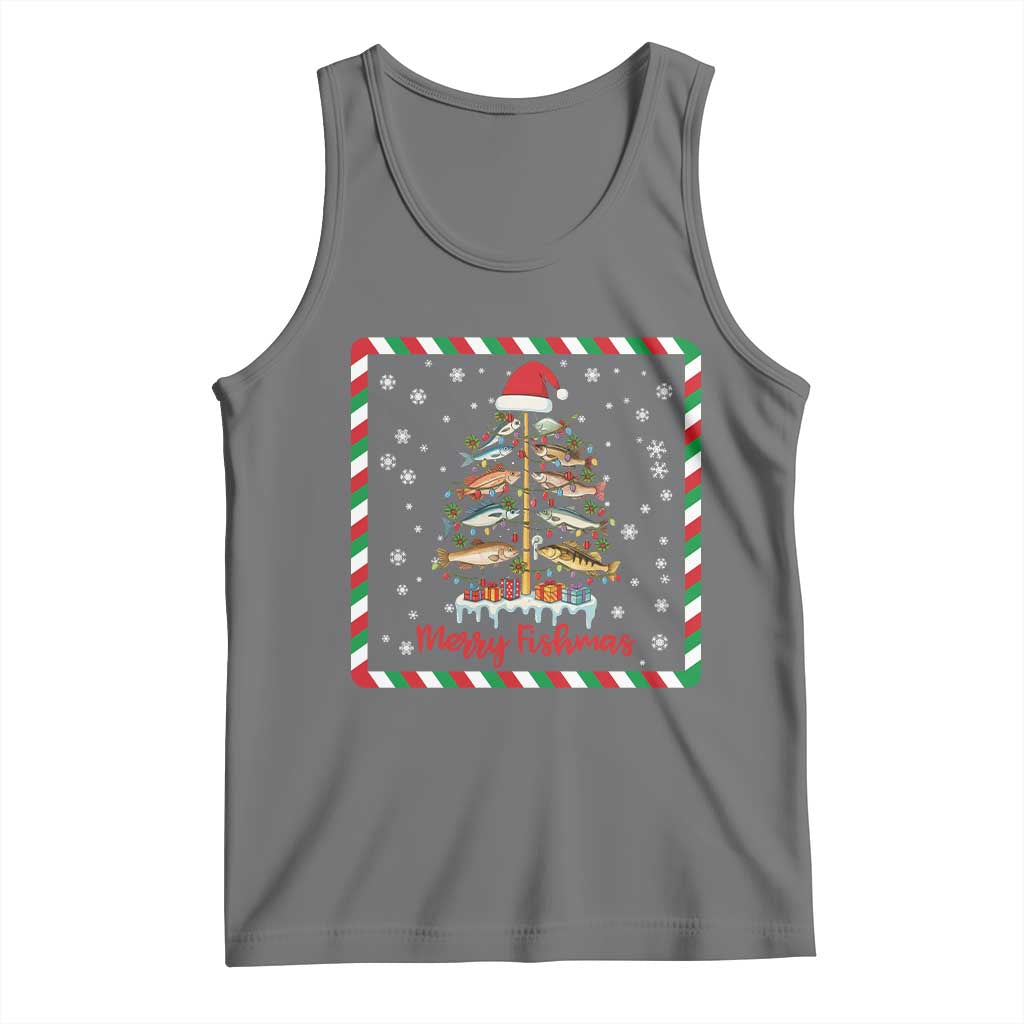 Merry Fishmas Tank Top Funny Xmas Fishing Lover Gift TS12 Black Heather Print Your Wear
