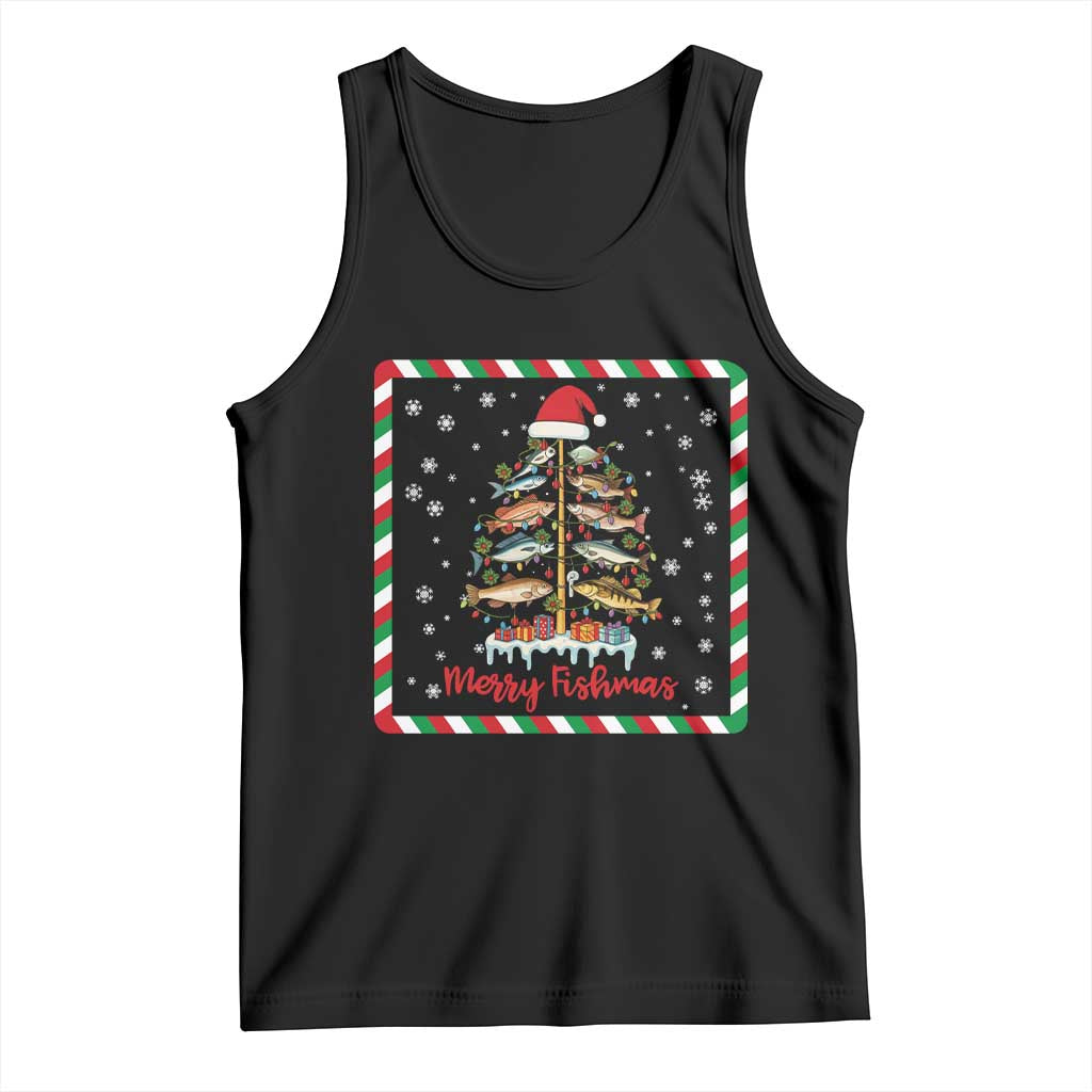Merry Fishmas Tank Top Funny Xmas Fishing Lover Gift TS12 Black Print Your Wear