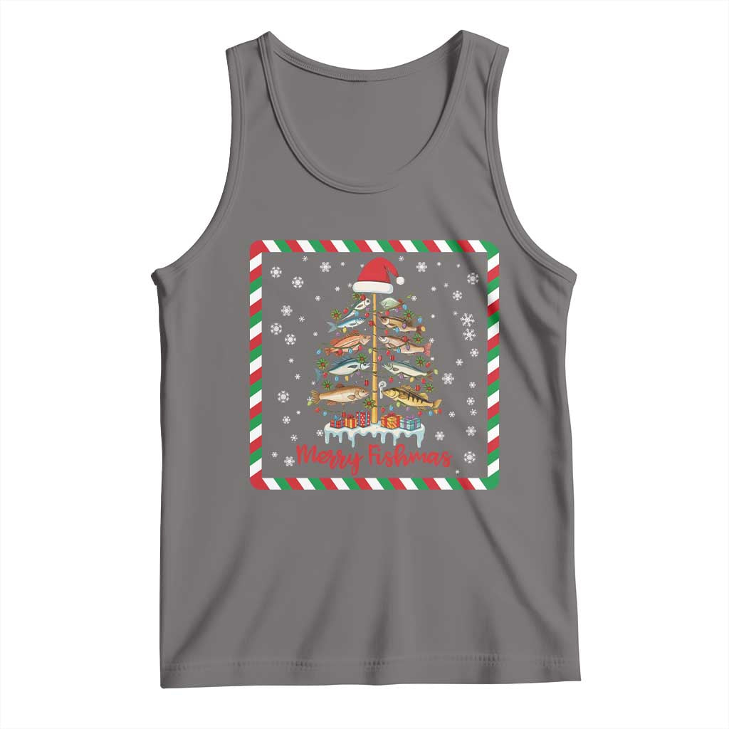 Merry Fishmas Tank Top Funny Xmas Fishing Lover Gift TS12 Deep Heather Print Your Wear