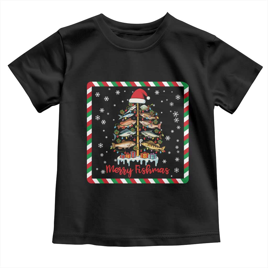 Merry Fishmas Toddler T Shirt Funny Xmas Fishing Lover Gift TS12 Black Print Your Wear