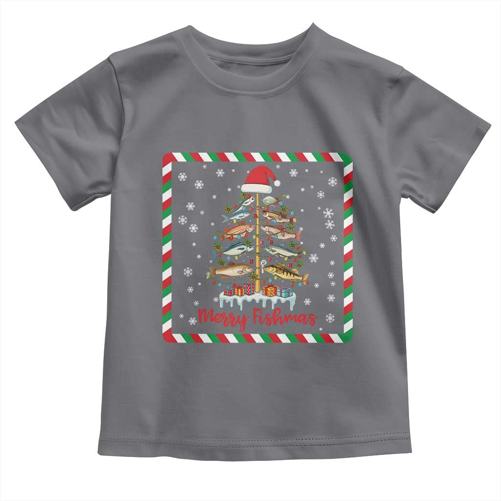 Merry Fishmas Toddler T Shirt Funny Xmas Fishing Lover Gift TS12 Charcoal Print Your Wear