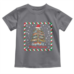 Merry Fishmas Toddler T Shirt Funny Xmas Fishing Lover Gift TS12 Charcoal Print Your Wear