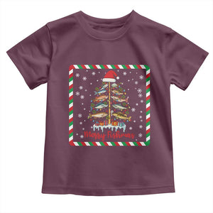 Merry Fishmas Toddler T Shirt Funny Xmas Fishing Lover Gift TS12 Maroon Print Your Wear