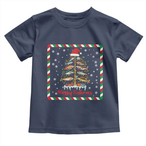 Merry Fishmas Toddler T Shirt Funny Xmas Fishing Lover Gift TS12 Navy Print Your Wear