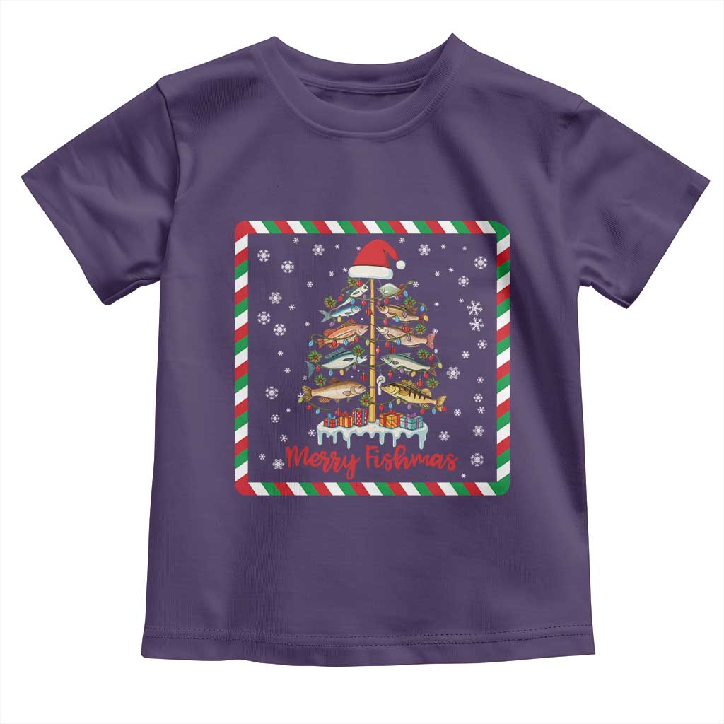 Merry Fishmas Toddler T Shirt Funny Xmas Fishing Lover Gift TS12 Purple Print Your Wear