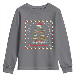 Merry Fishmas Youth Sweatshirt Funny Xmas Fishing Lover Gift TS12 Charcoal Print Your Wear