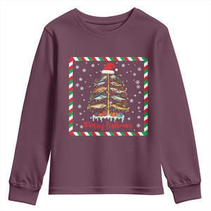 Merry Fishmas Youth Sweatshirt Funny Xmas Fishing Lover Gift TS12 Maroon Print Your Wear