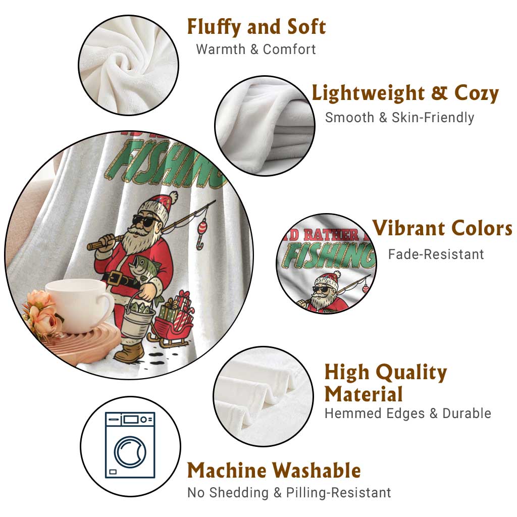 Id Rather Be Fishing Throw Blanket Funny Christmas Holiday Gift TS12 Print Your Wear