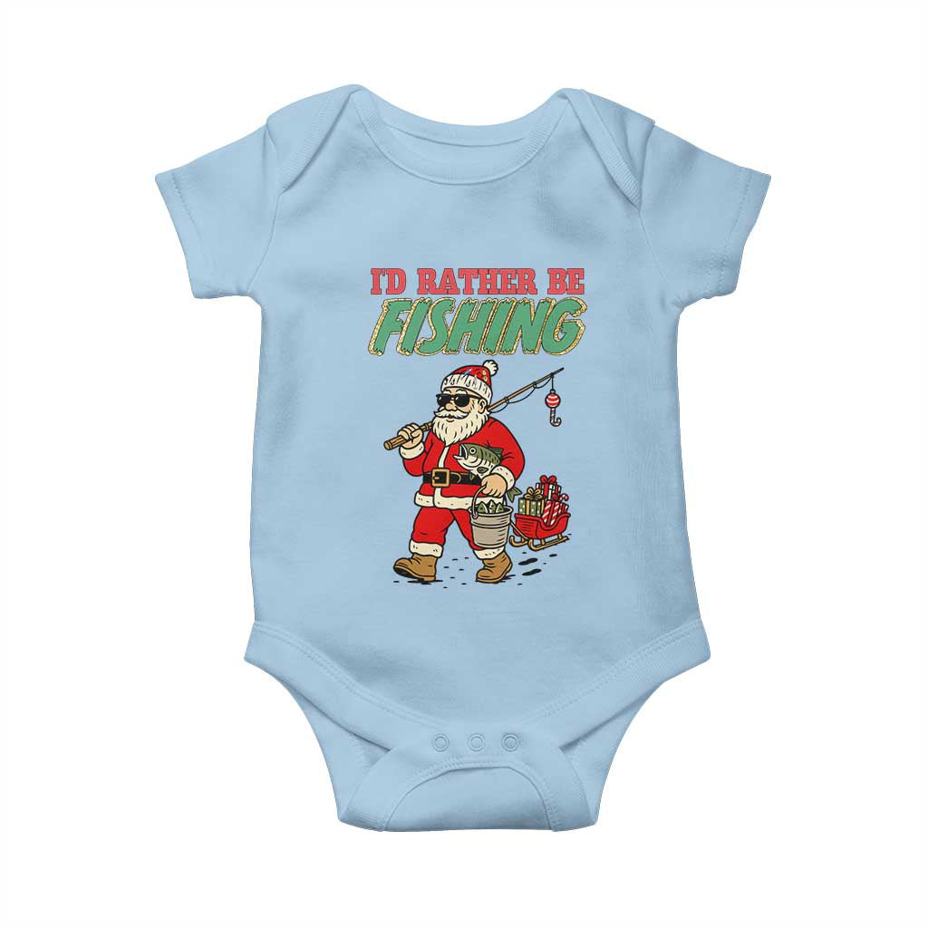 Id Rather Be Fishing Baby Onesie Funny Christmas Holiday Gift TS12 Light Blue Print Your Wear