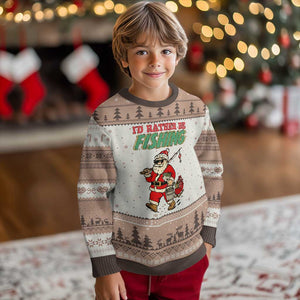 Id Rather Be Fishing Ugly Christmas Sweater Funny Xmas Holiday Gift TS12 Mocha Mousse Print Your Wear