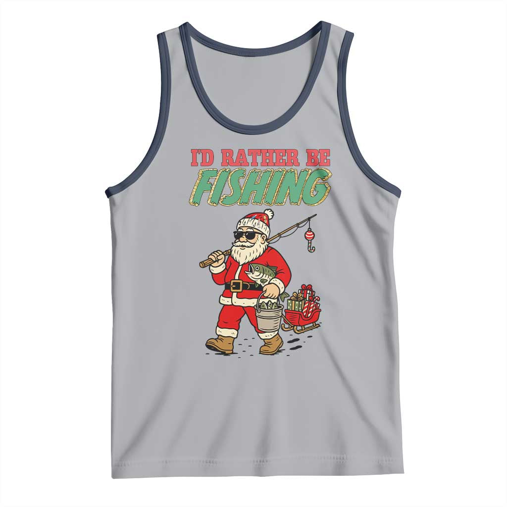 Id Rather Be Fishing Tank Top Funny Christmas Holiday Gift TS12 Athletic Heather Navy Print Your Wear
