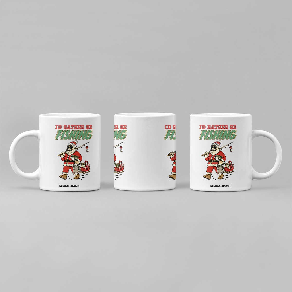 Id Rather Be Fishing Coffee Mug Funny Christmas Holiday Gift TS12 Print Your Wear
