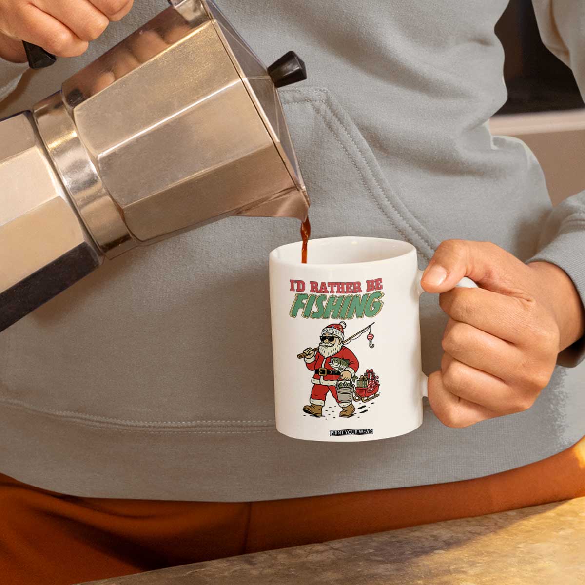 Id Rather Be Fishing Coffee Mug Funny Christmas Holiday Gift TS12 Print Your Wear