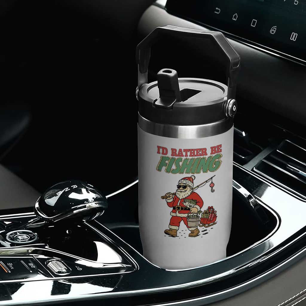 Id Rather Be Fishing Flip Straw Tumbler Funny Christmas Holiday Gift TS12 Print Your Wear