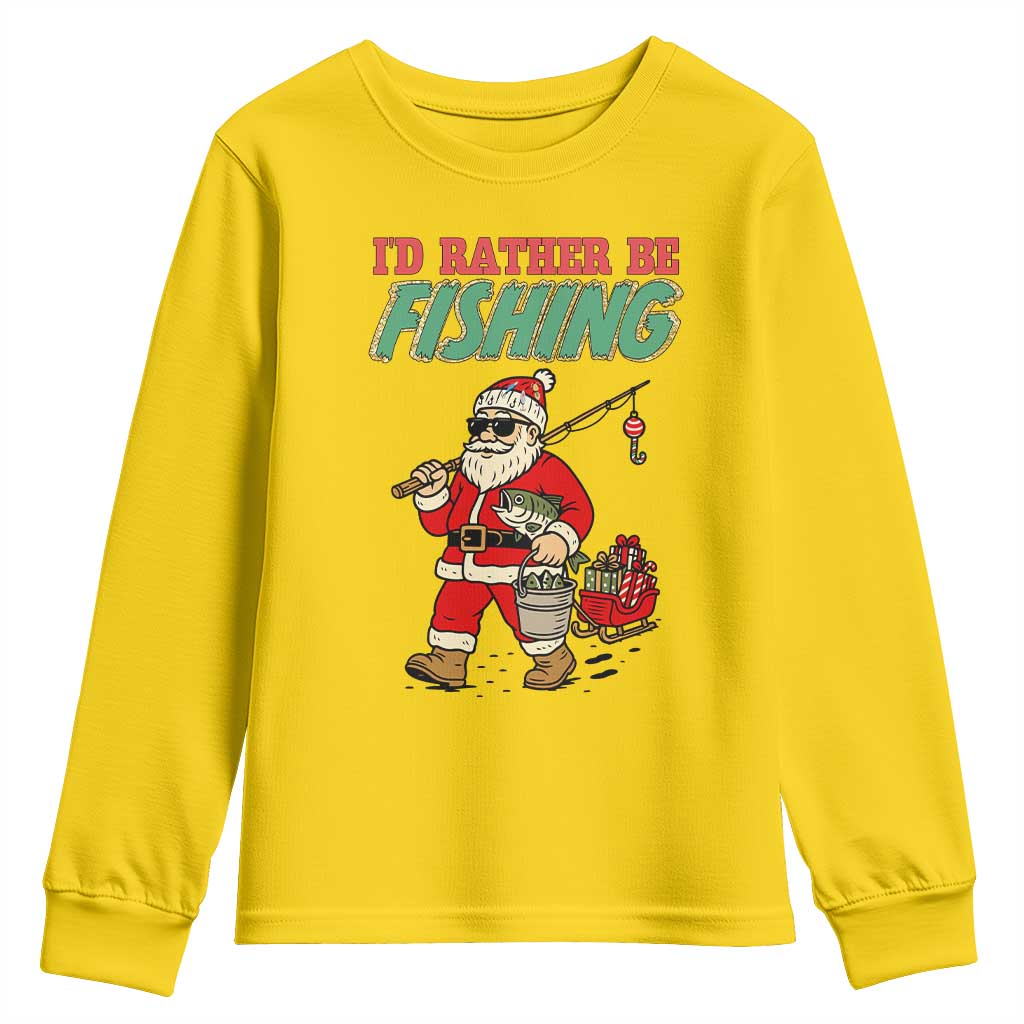 Id Rather Be Fishing Youth Sweatshirt Funny Christmas Holiday Gift TS12 Daisy Print Your Wear