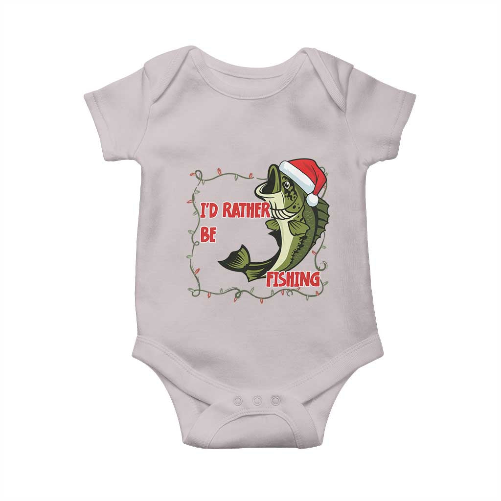 Christmas Fisherman Holiday Gift Baby Onesie Id Rather Be Fishing TS12 Ice Gray Print Your Wear