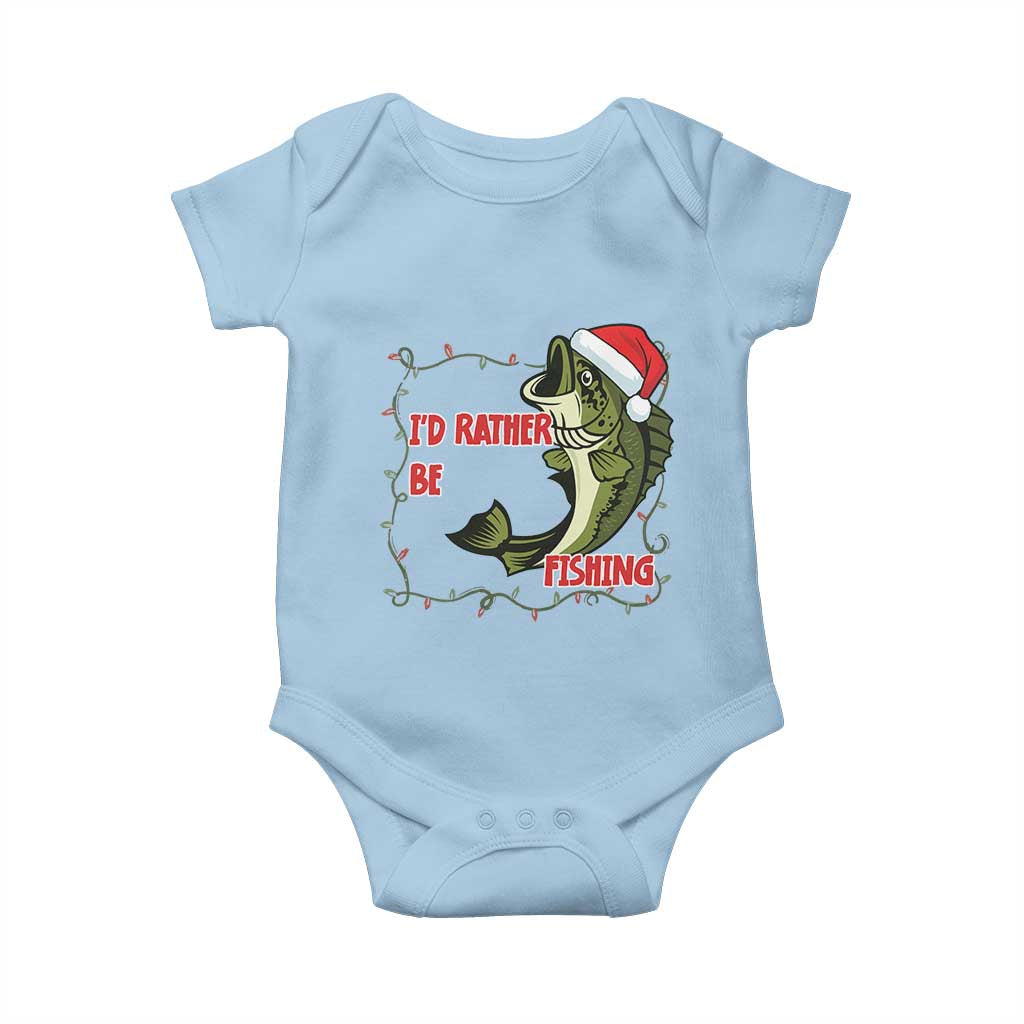 Christmas Fisherman Holiday Gift Baby Onesie Id Rather Be Fishing TS12 Light Blue Print Your Wear
