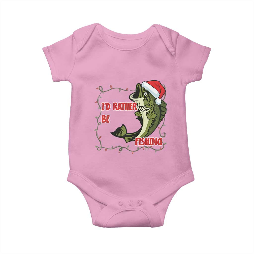 Christmas Fisherman Holiday Gift Baby Onesie Id Rather Be Fishing TS12 Light Pink Print Your Wear