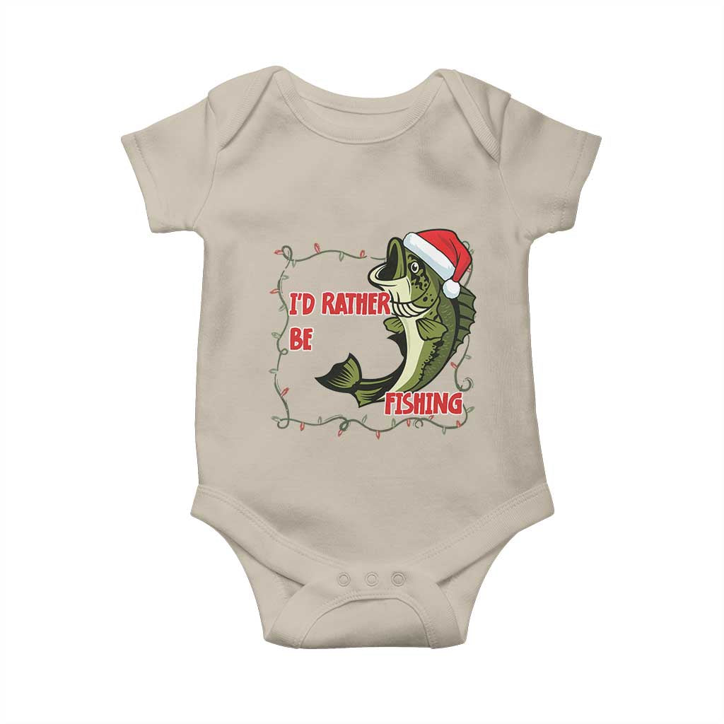 Christmas Fisherman Holiday Gift Baby Onesie Id Rather Be Fishing TS12 Sand Print Your Wear