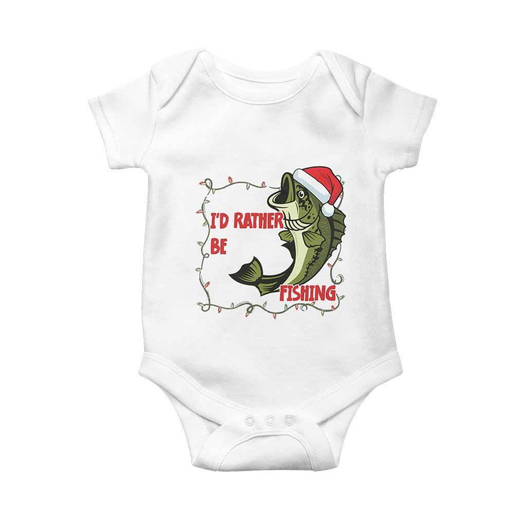 Christmas Fisherman Holiday Gift Baby Onesie Id Rather Be Fishing TS12 White Print Your Wear