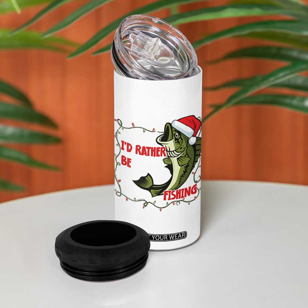 Christmas Fisherman Holiday Gift 4 in 1 Can Cooler Tumbler Id Rather Be Fishing TS12 Print Your Wear