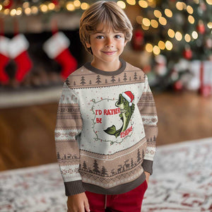 Xmas Fisherman Holiday Gift Ugly Christmas Sweater Id Rather Be Fishing TS12 Mocha Mousse Print Your Wear