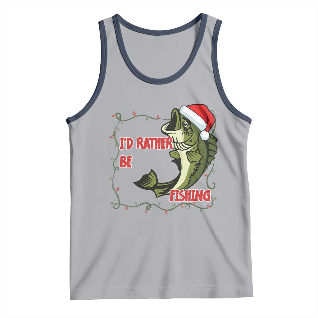 Christmas Fisherman Holiday Gift Tank Top Id Rather Be Fishing TS12 Athletic Heather Navy Print Your Wear