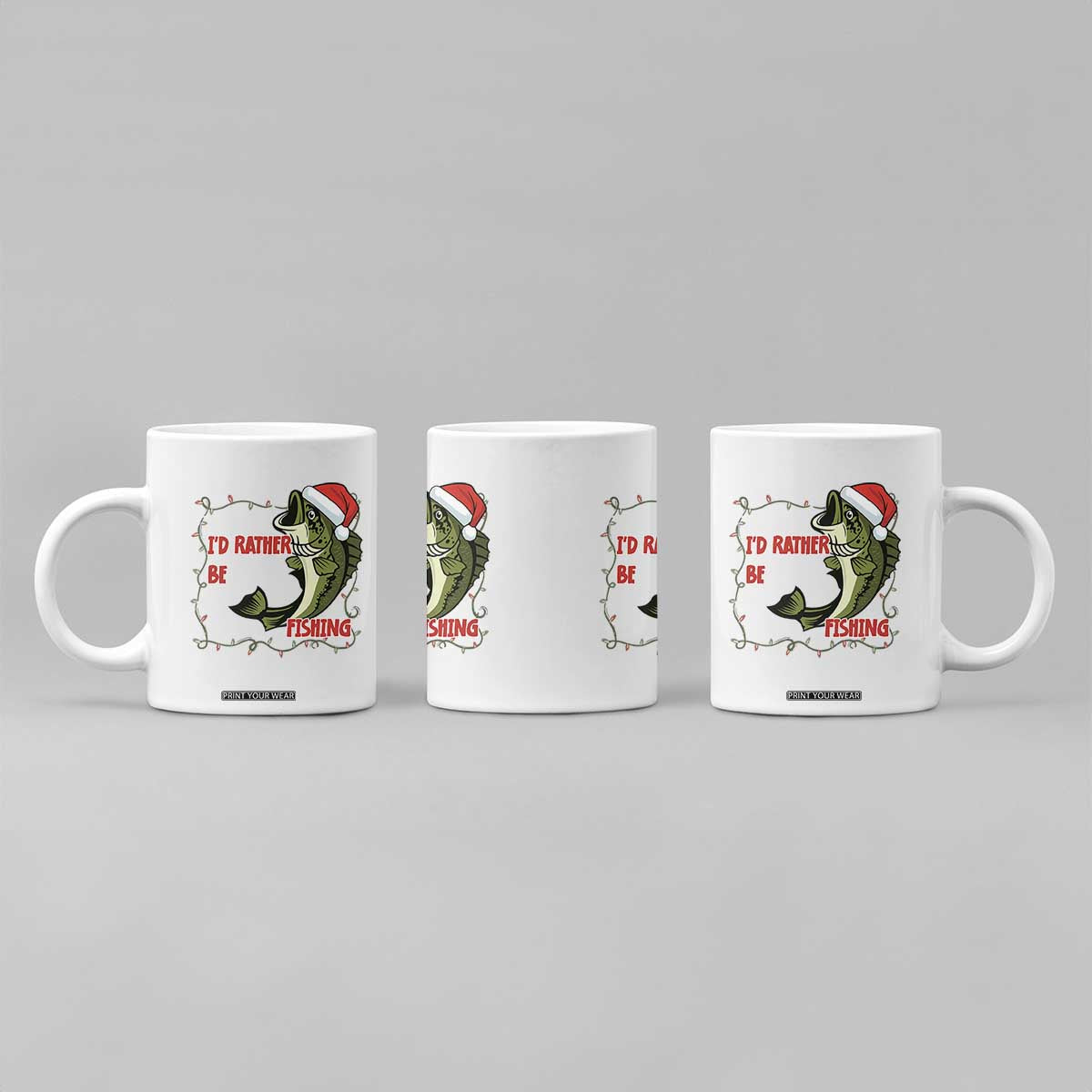 Christmas Fisherman Holiday Gift Coffee Mug Id Rather Be Fishing TS12 Print Your Wear