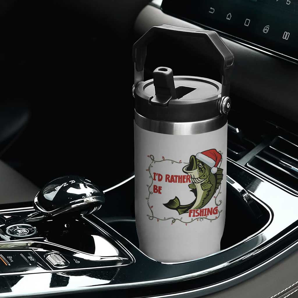 Christmas Fisherman Holiday Gift Flip Straw Tumbler Id Rather Be Fishing TS12 Print Your Wear