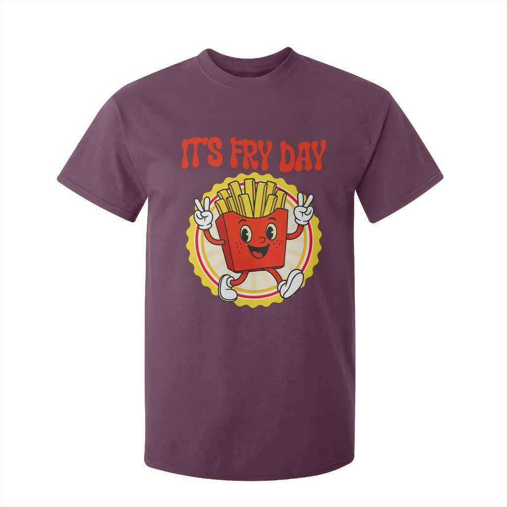 Funny French Fries Lover T Shirt For Kid It Is Fry Day TS12 Maroon Print Your Wear