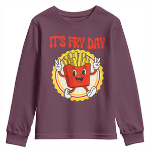 Funny French Fries Lover Youth Sweatshirt It Is Fry Day TS12 Maroon Print Your Wear