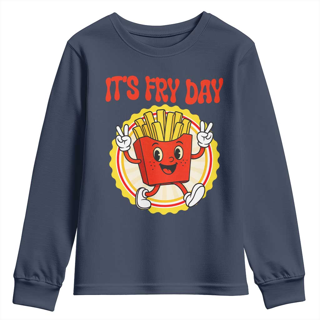 Funny French Fries Lover Youth Sweatshirt It Is Fry Day TS12 Navy Print Your Wear