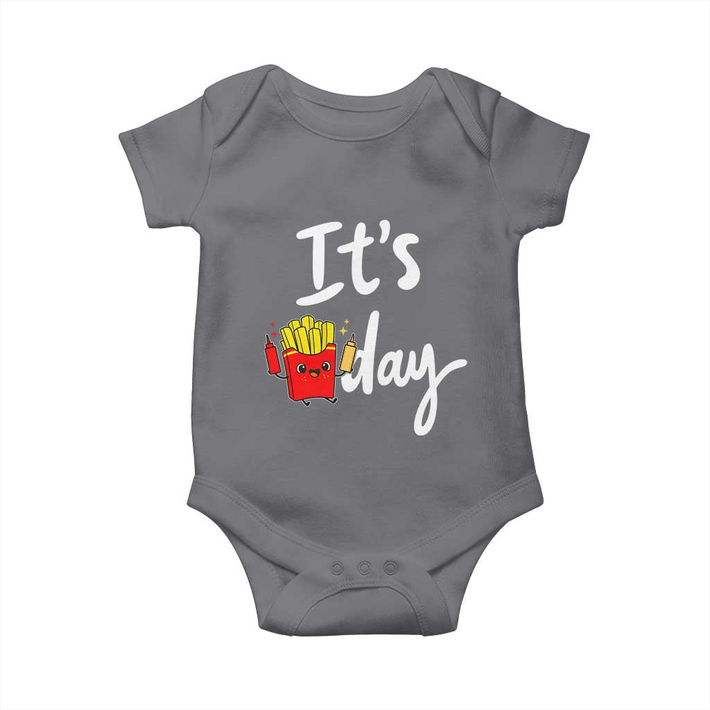 It Is Fry Day Baby Onesie Funny French Fries Lover Gift TS12 Charcoal Print Your Wear